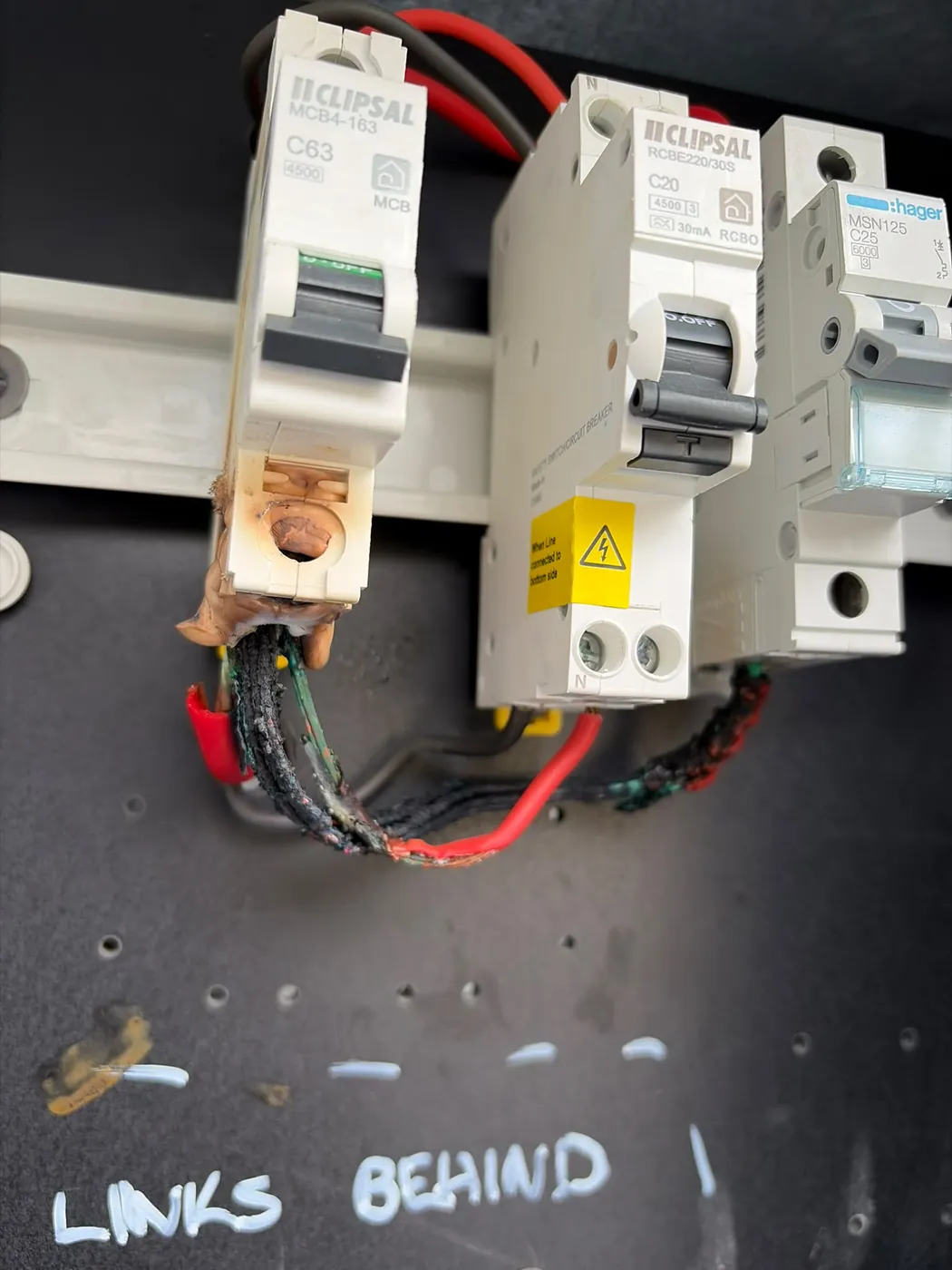 Circuit breakers in a switchboard, checked for capacity before an appliance is connected